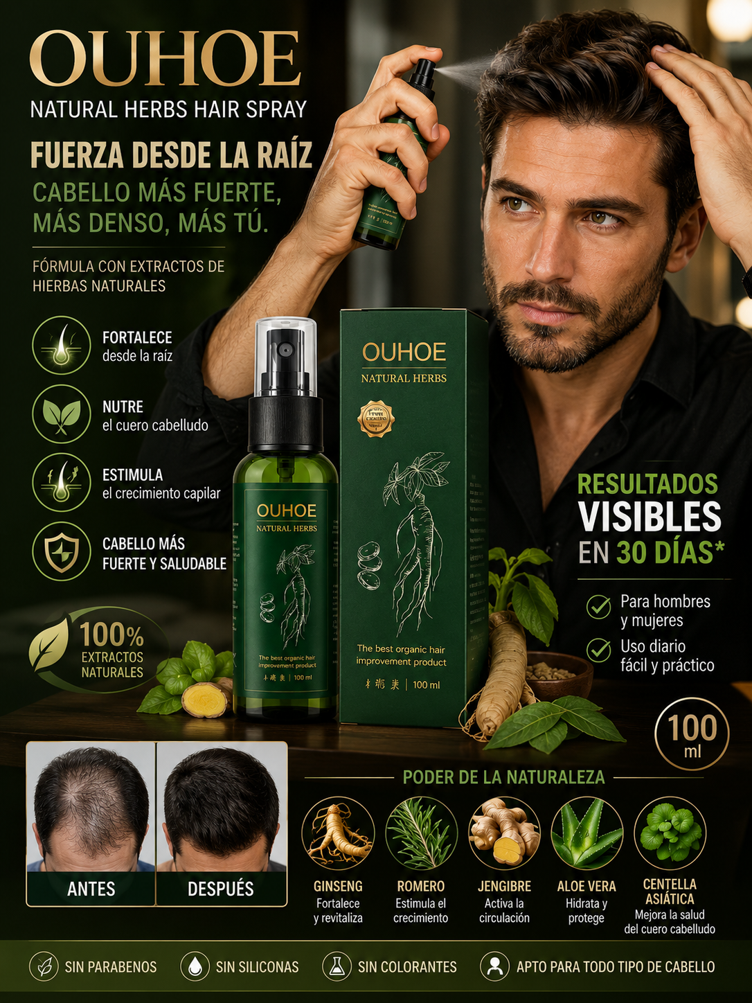 🌿💚 OUHOE — DESPIERTA LA FUERZA DE TU CABELLO ✨ NUTRE LA RAÍZ. FORTALECE TU CABELLO. DALE VIDA A CADA HEBRA.