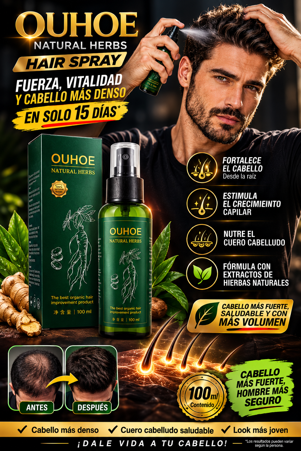 🌿💚 OUHOE — DESPIERTA LA FUERZA DE TU CABELLO ✨ NUTRE LA RAÍZ. FORTALECE TU CABELLO. DALE VIDA A CADA HEBRA.