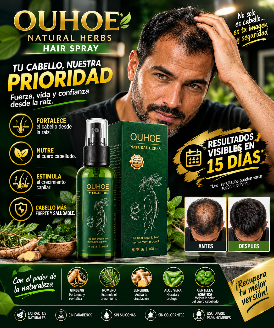 🌿💚 OUHOE — DESPIERTA LA FUERZA DE TU CABELLO ✨ NUTRE LA RAÍZ. FORTALECE TU CABELLO. DALE VIDA A CADA HEBRA.